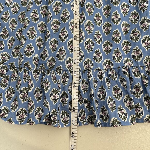 J Crew Smocked Puff Sleeve Midi Dress XL Blue Floral - Picture 10 of 14